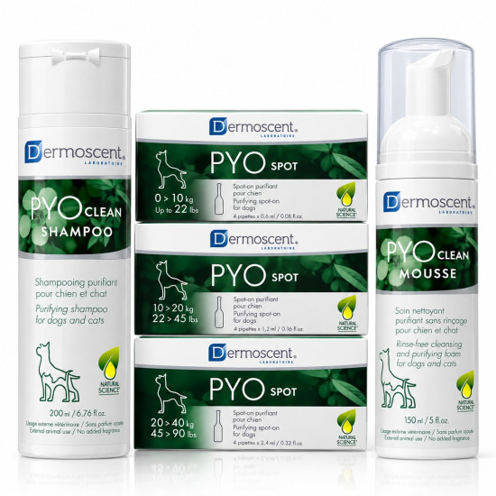 Dermoscent PYOclean Mousse – Spumă Antimicrobiană fără Clătire pentru Câini și Pisici – 150 ml
